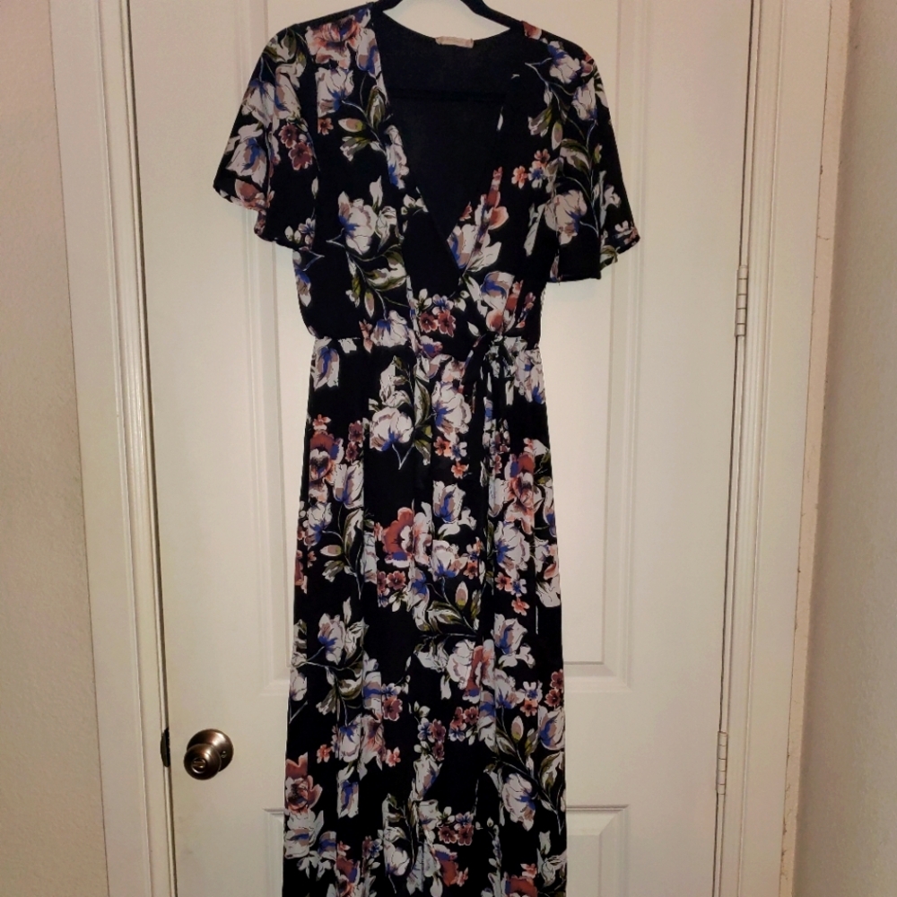 Altard State Floral High Low Dress, Ruffle Sleeve, Medium